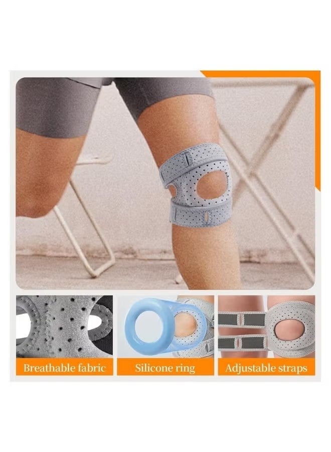 1 Pcs Knee Brace for Women Men | Pain Relief Adjustable Patellar Tendon Support Sleeves Brace Knee Joint Strap for Hiking Joint Support Brace for Men and Women, Athletic Support for Running, Walking, Exercise Recovers(Grey) - Image 2
